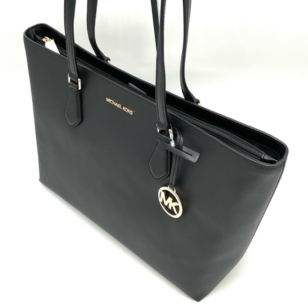 Michael Kors Bag Large Sheila Mf Tote Bag & Large Trifold Wallet Black/Gold - Picture 6 of 14